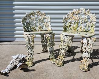 Antique iron garden chairs