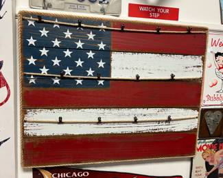 wooden flag picture hanger