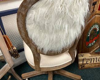 faux fur back office chair on wheels