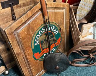 Vintage Moosehead label dartboard cabinet