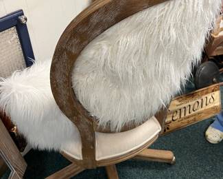 faux fur back office chair on wheels