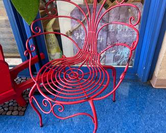Unique red metal chair