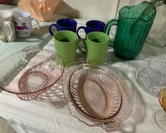pink depression glass bowls