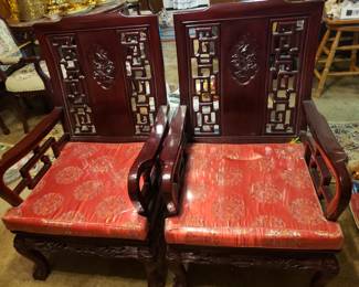 2 Rosewood Chairs-No Inlay