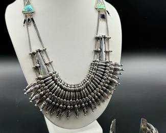 Silver Color Necklace, Bracelet & “Mexico” Earrings

