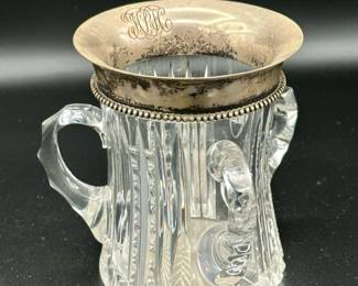 Antique Sterling Silver And Glass Loving Cup Uv Reactive
