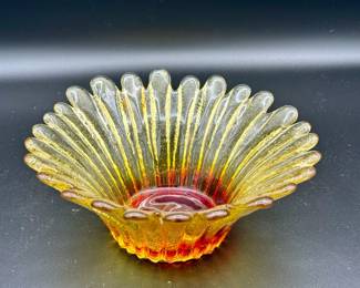 Scalloped Daisy Blenko Style Bowl
