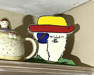 Peter Max Signed Zero Man Ceramic Cookie Jar