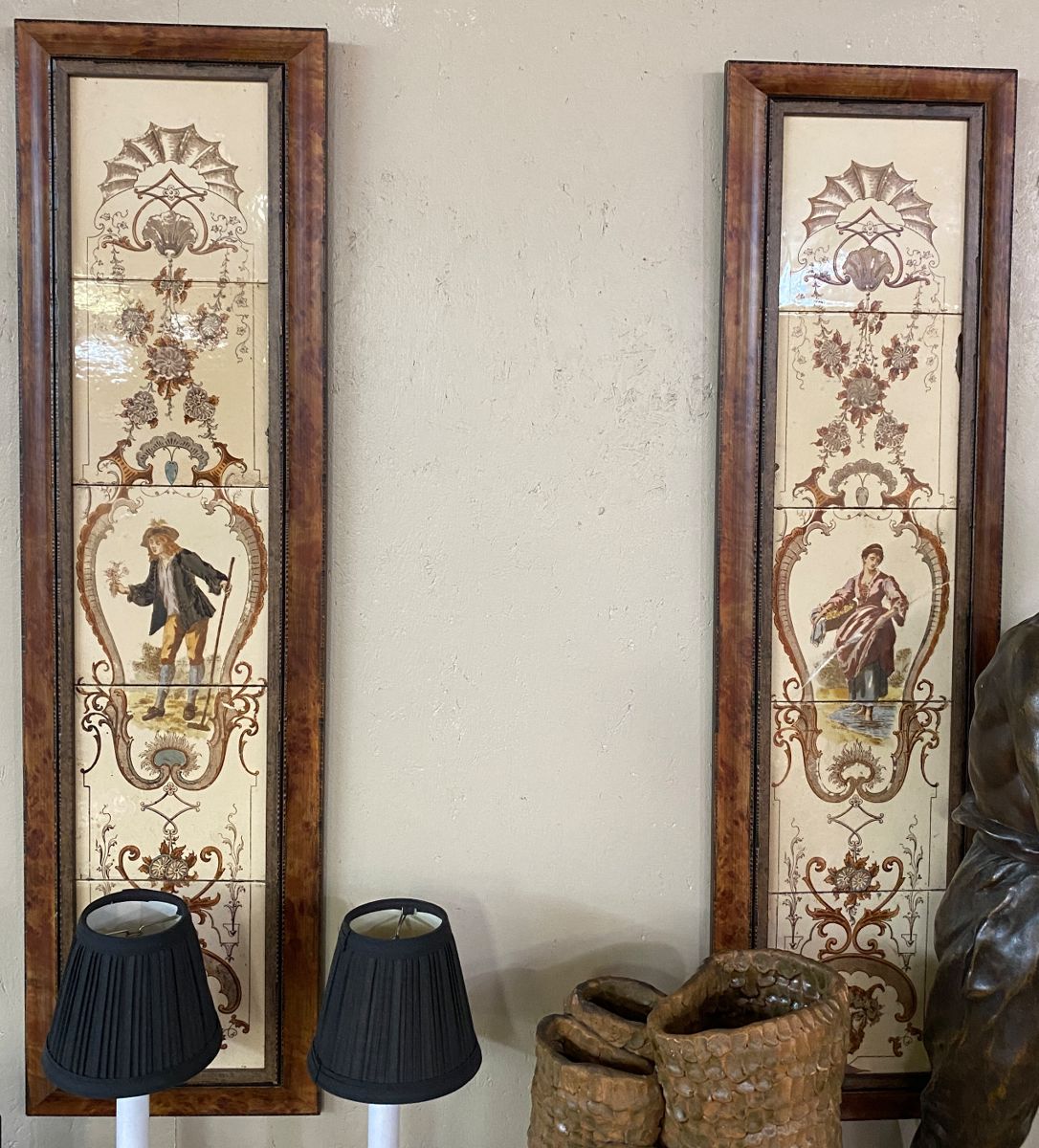 Pair of Antique Tile Wall Hangings