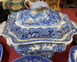 Antique Mason's Blue and White Ironstone Tureen