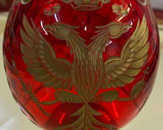 Vintage Russian Red Glass Egg