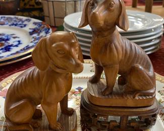 Carved Wooden Dogs