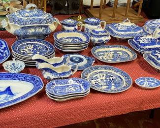 Antique Flow Blue China 