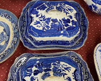 Assorted Blue and White Covered Bowls