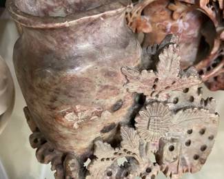 Oriental Carved Soapstone Vase