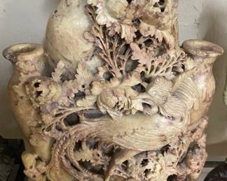 Oriental Carved Soapstone Vase