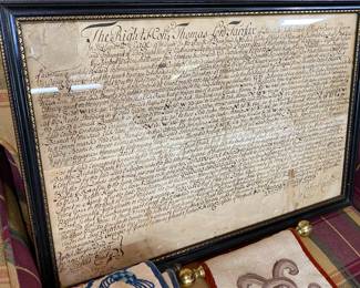 Framed English Document from 1722