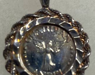 Small Sterling Silver Guardian Angel Medallion