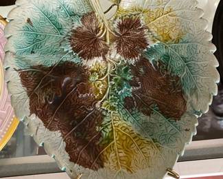 Antique Majolica Leaf Plate