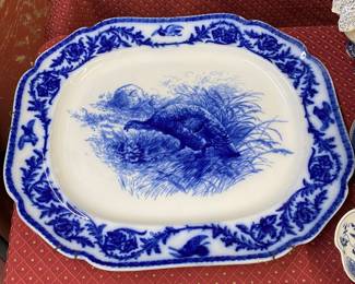 Flow Blue Turkey Platter