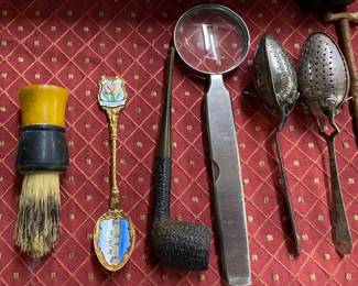 Tea Strainers, Pipe, Shaving Brush
