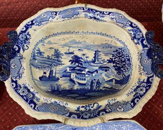Early Transferware Serving Bowl