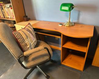 Desk, Office Chair, Desk Light