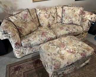 Floral Sofa & Ottoman