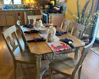 Solid Wood Dining Table w/ 6 Chairs