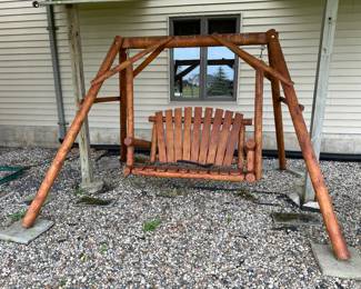 Outdoor Log Yard Swing