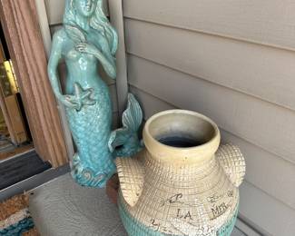 Mermaid Statue, Nautical Vase