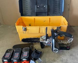 Black Decker 8 Inch 18V Cordless Chainsaw with 4 Batteries 