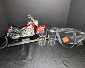 Harley Davidson Phone, Beer Glasses, Travel Bag