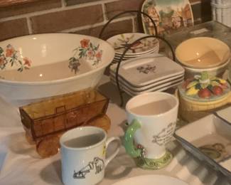 Veg European pottery, glassware and Corning Ware