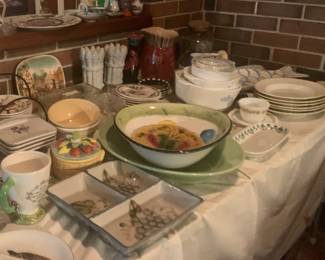 Great selection of Vintage Glass and Pottery. Includes a Nipper Mug and European pottery