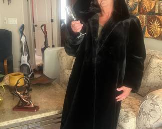 Full length hooded mink coat - $200