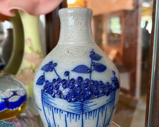 Salmon Falls Stoneware pottery Salt glaze Basket Of Blueberrys 