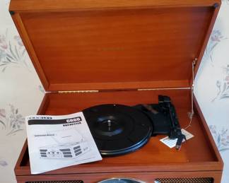 Crosley CR66-PA Rochester Radio/CD/Cassette Tape/Turntable Record Player/Aux-In