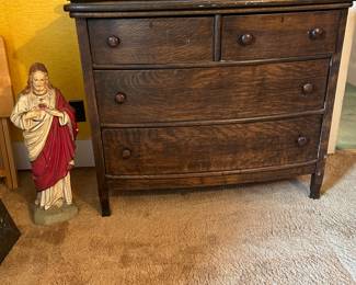 Vintage oak low boy chest