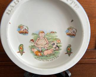 Antique Ironstone 1905 Royal Baby Plate Baby Bunting Nursery Rhyme Dish