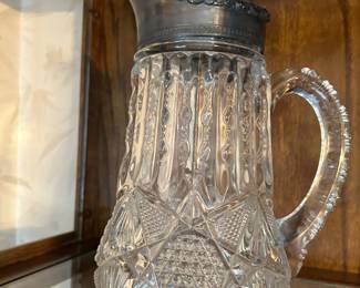 Antique Lead Crystal Water Pitcher decorative spout