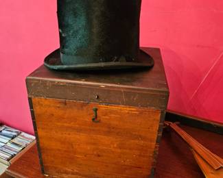 Antique Beaver Top Hat and Box