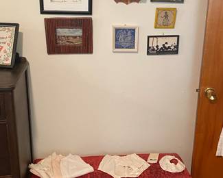 Antique Bench and Doll Clothes