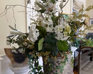 Flower arrangement in resin urn