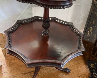 Antique Two Tiered Mahogany Table