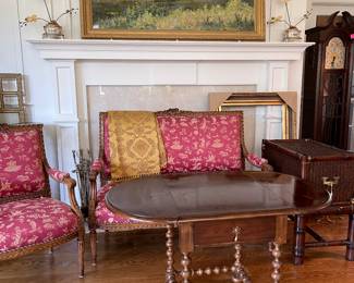 Bernhardt Spindle Leg Drop leaf, Antique Settee and Chair