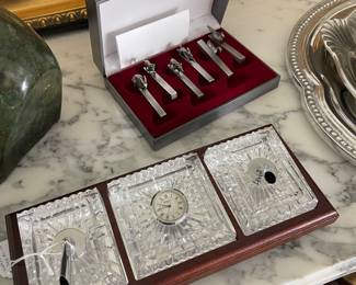 Waterford Desk Set, Pewter Knife Rests