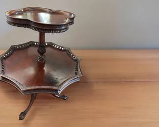 Two tiered antique mahogany table