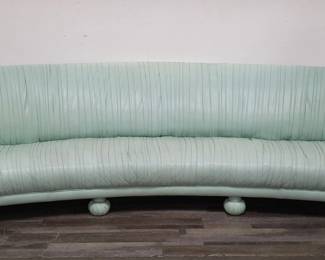 Lot # : 87 - Custom curved leather-upholstered sofa