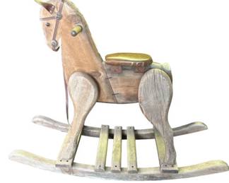 Lot # : 795 - Vintage wood rocking horse

